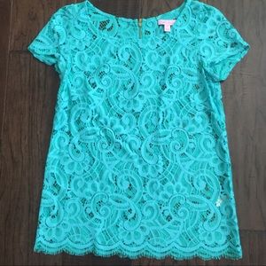 Lilly Pulitzer Poppy Top Lagoon Green Lace